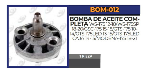Bomba De Aceite Moto 110 Cbomba Aceite Smash // Global Sales